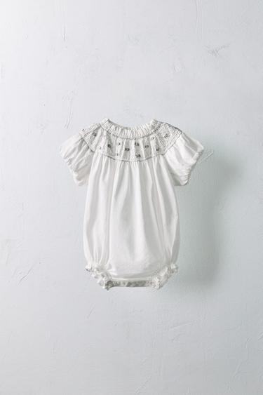 1-18 MONTHS/ EMBROIDERED FLORAL ROMPER LIMITED EDITION - White by Zara - Image 0