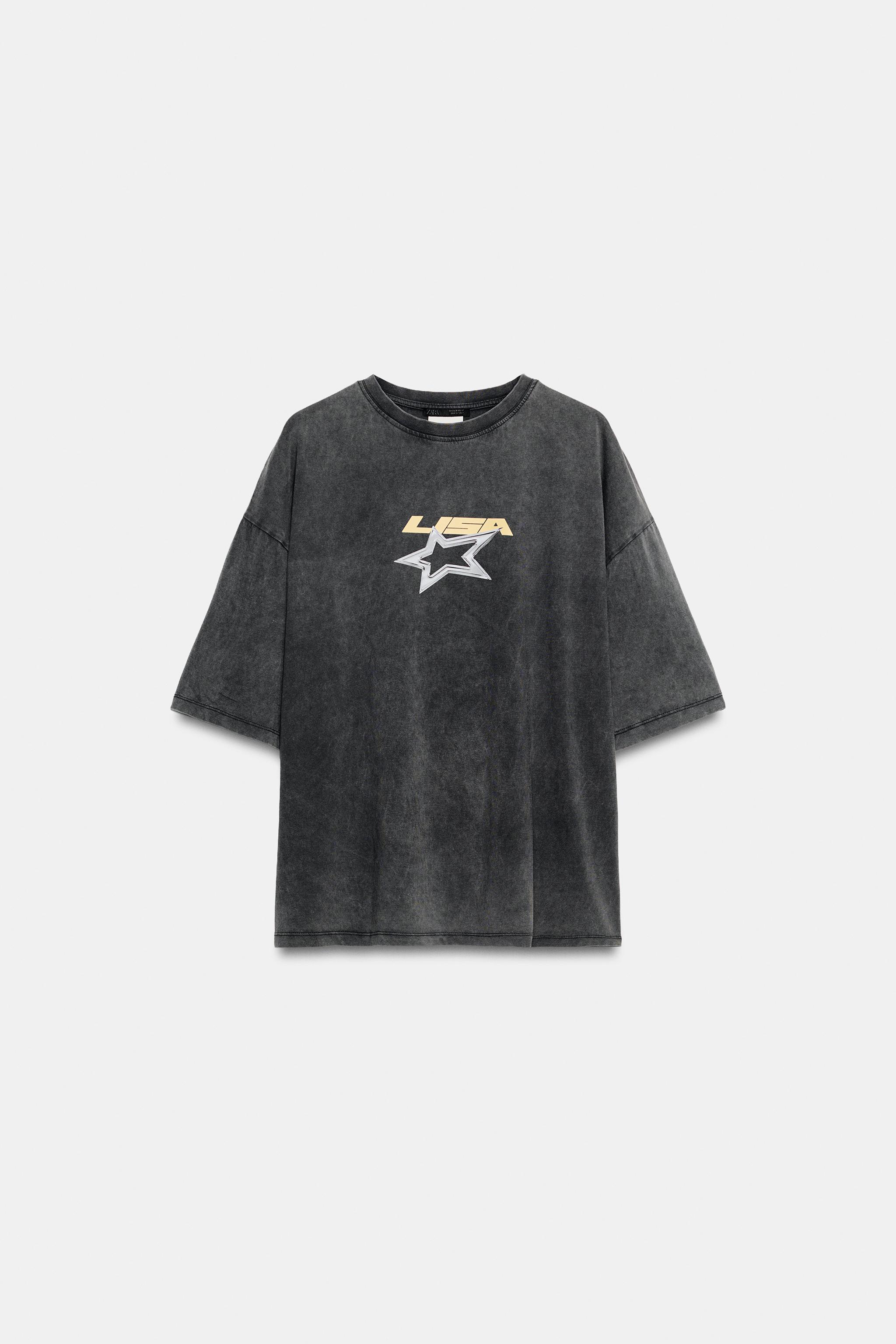 LISA WASHED-EFFECT T-SHIRT — Anthracite grey