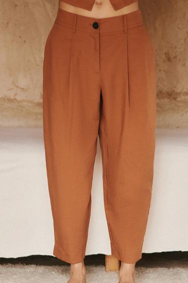 HOSE MIT BUNDFALTEN UND ELASTISCHEM BUND - Terrakotta von Zara