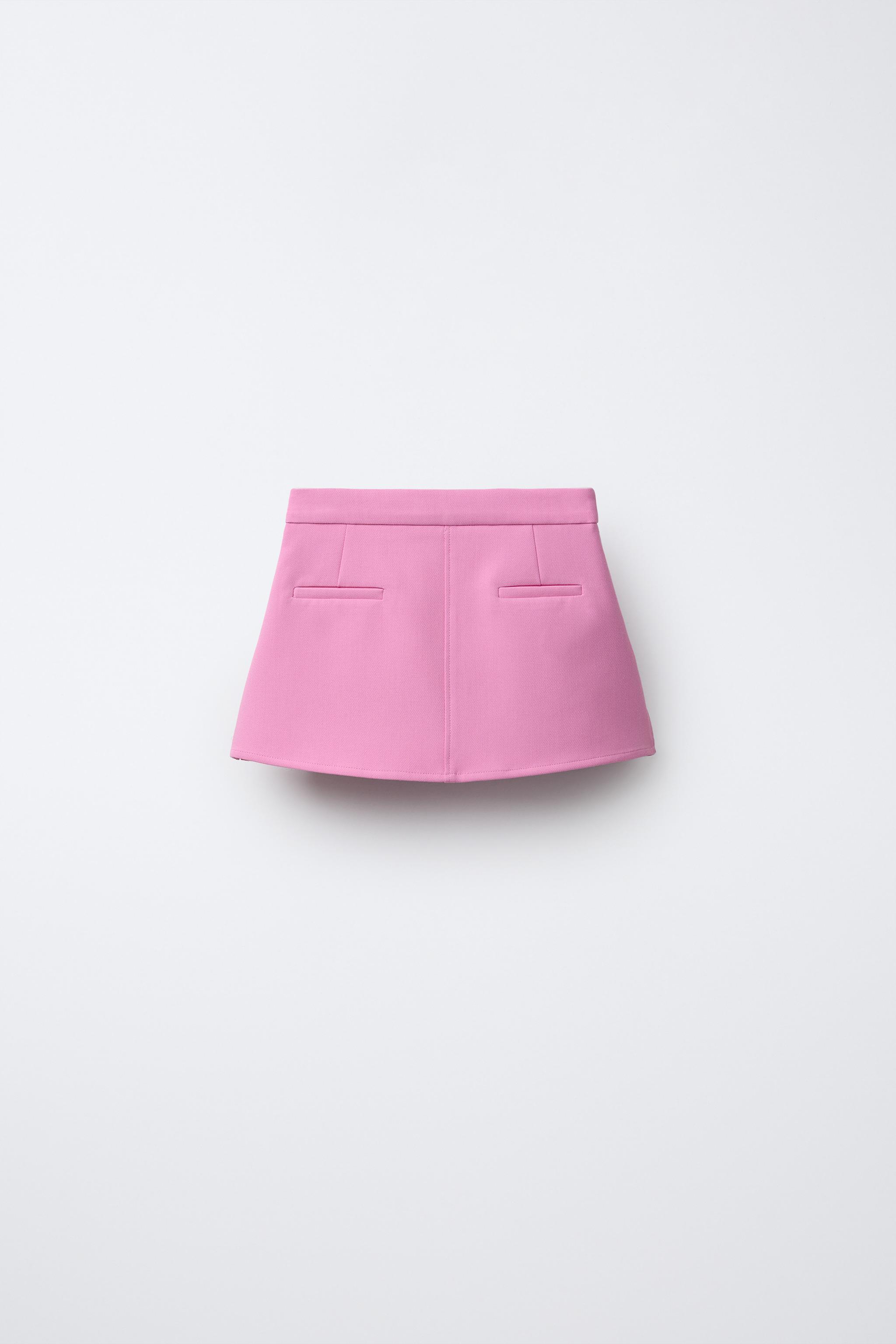 JEWEL BUTTON SKIRT — Pink