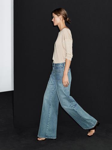 Jeans wide leg tiro medio - Azul agua de Zara
