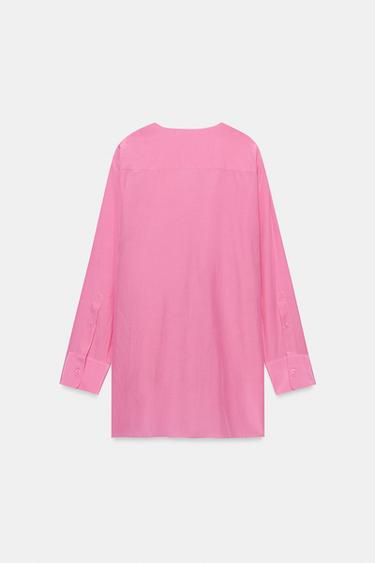 BLOUSE FLUIDE À NŒUDS ZW COLLECTION - Rose chewing-gum de Zara - Image 9