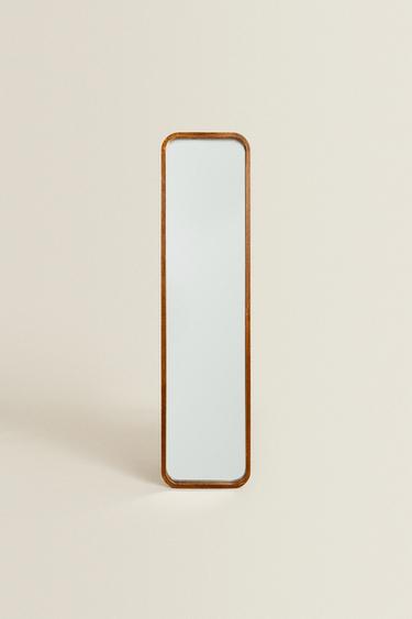ROUND FULL LENGTH MIRROR WITH FRAME - Brown by Zara