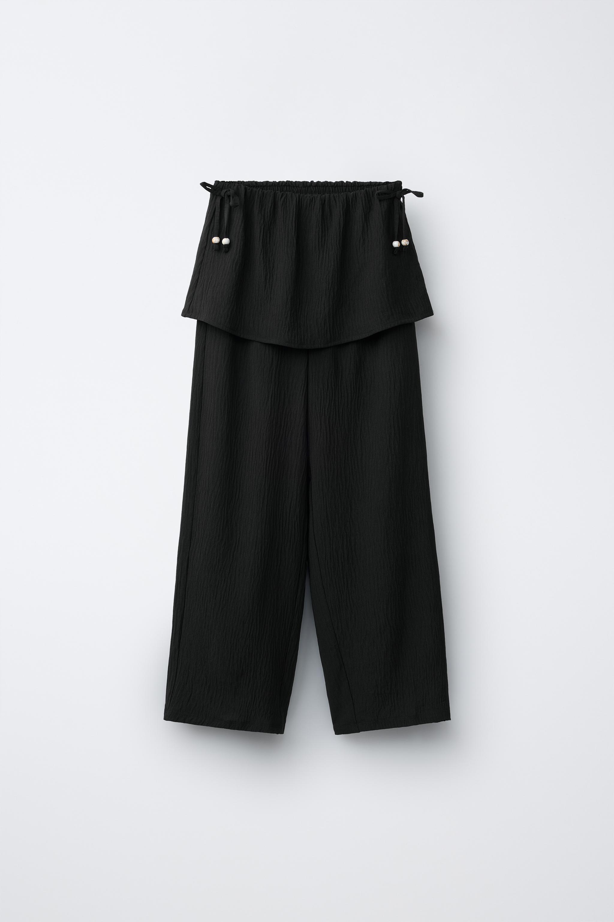 TEXTURED WIDE LEG SKIRT PANTS