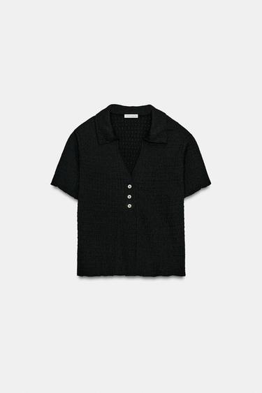 TEXTURED CROPPED JACKET - Black by Zara - Image 4