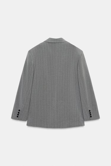 BLAZER OVERSIZE RAYURES BANQUIER - Gris / Bleu de Zara - Image 5
