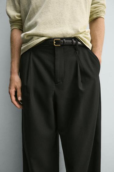 RELAXED FIT PLEATED TROUSERS - Black by Zara - Image 4