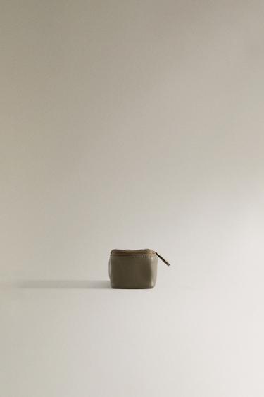 SMALL LEATHER WASH BAG - Khaki Green by Zara - Image 3