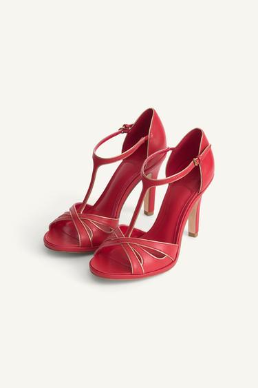 Zara LEATHER HEELED SANDALS X KATE MOSS - Red