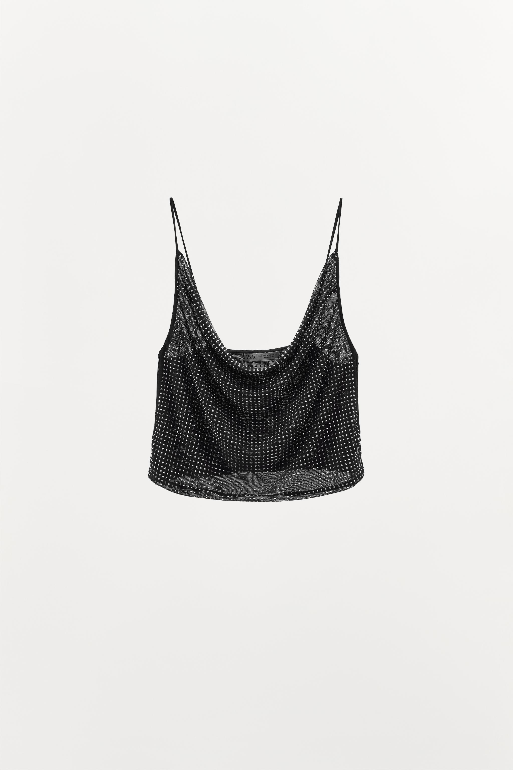 ZARA Seamless Rhinestone outlet Crop Top Black Size XS S Blogger’s Fav