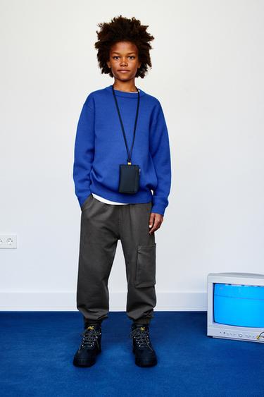 VELOURS JOGGINGBROEK IN CARGOSTIJL - Antracietgrijs van Zara