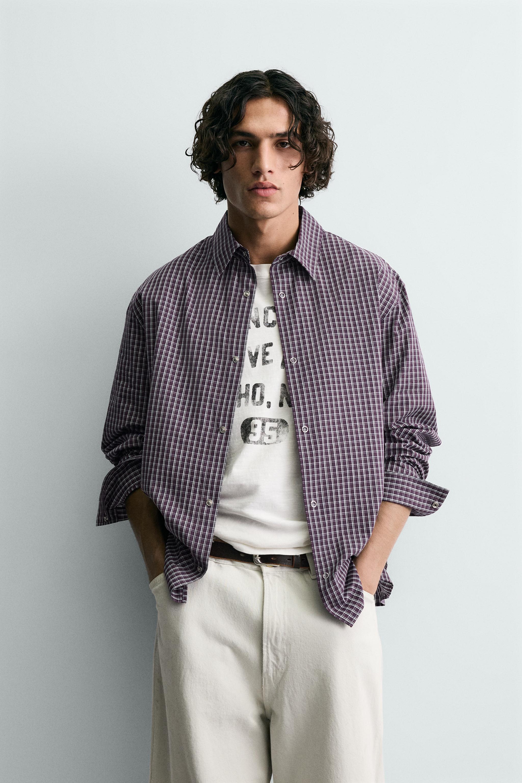 リラックスフィットチェックシャツ - ボルドー | ZARA Japan / 日本