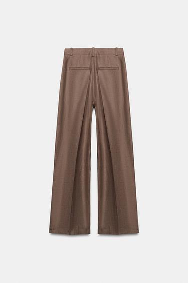 100% LINEN STRAIGHT TROUSERS - Mink by Zara - Image 5