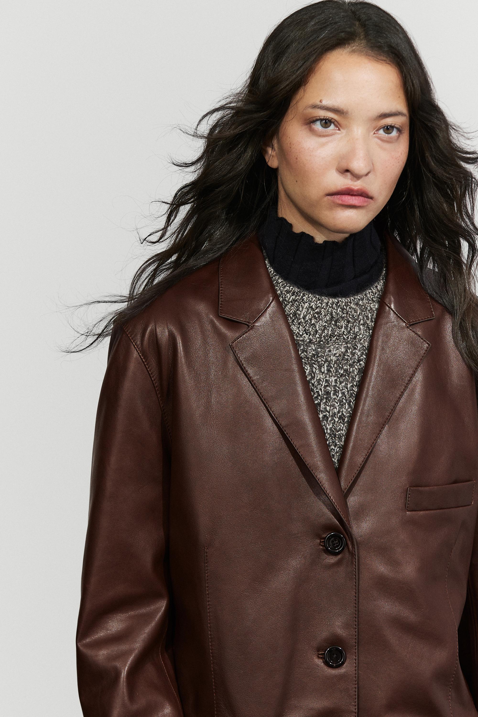 Nappa leather blazer with pocket detail