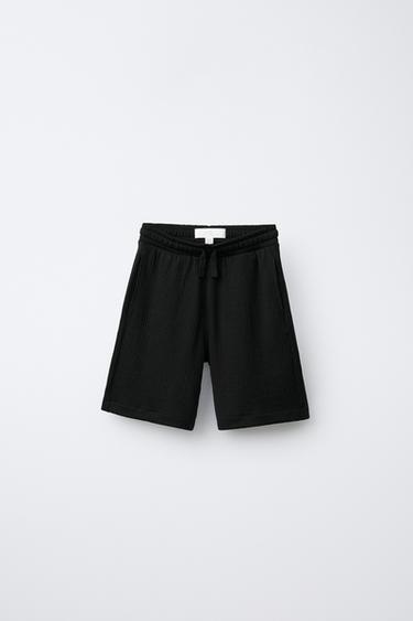 BOWLING SHIRT AND TEXTURED BERMUDA SHORTS SET WITH LABEL - Black by Zara - Image 3