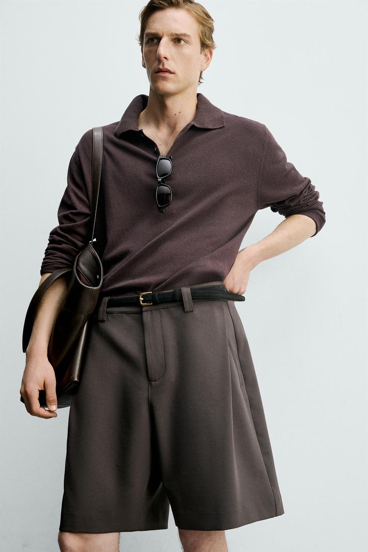 ZARA RELAXED FIT BERMUDA SHORTS WITH SIDE PLEATS