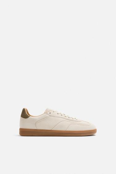 ZAPATILLA PIEL SUELA CONTRASTE - Blanco Hueso de Zara