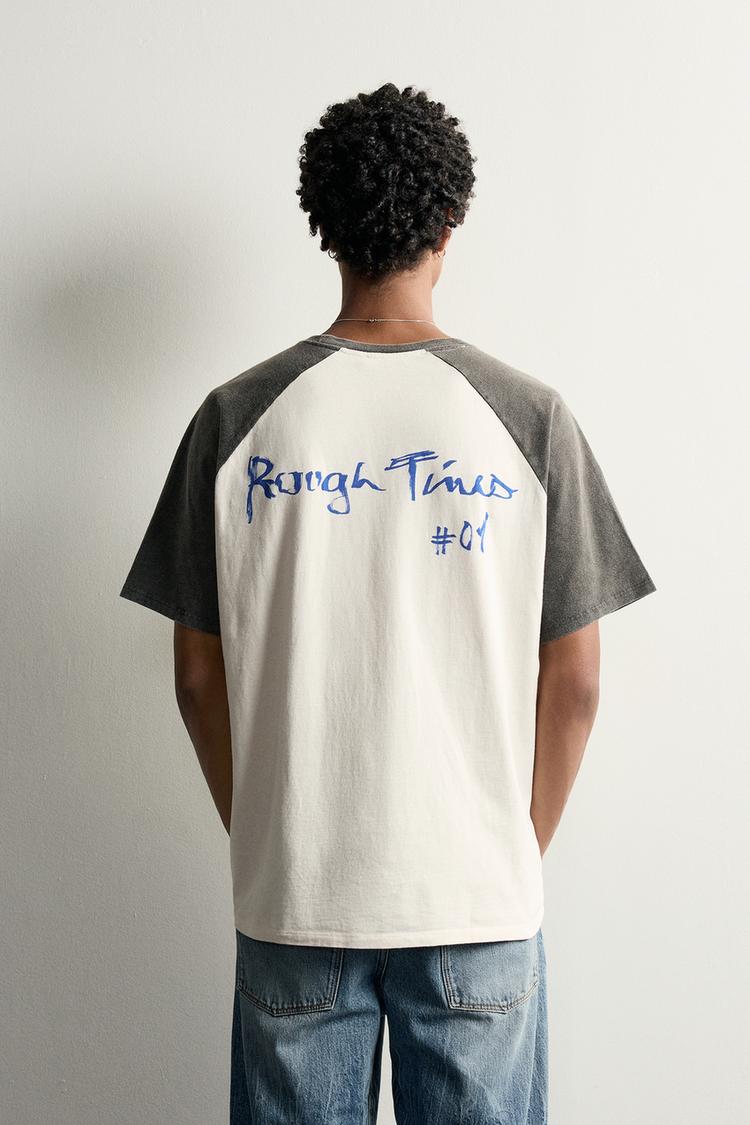 TEXT COLOUR BLOCK T-SHIRT