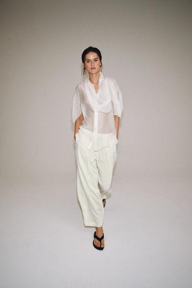 PANTALÓN BARREL ZW COLLECTION - rayas de Zara - Imagen 0