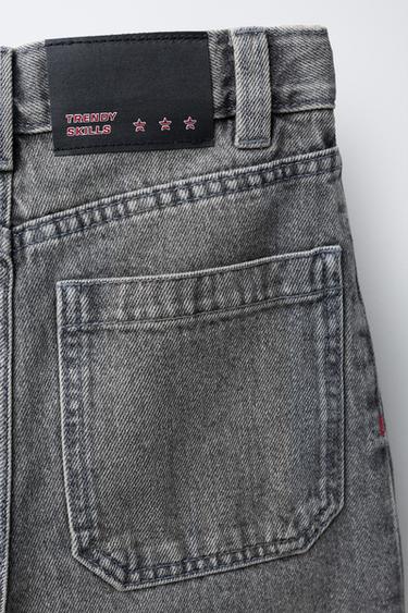 EMBROIDERED WIDE-LEG JEANS - Mid-grey by Zara - Image 3