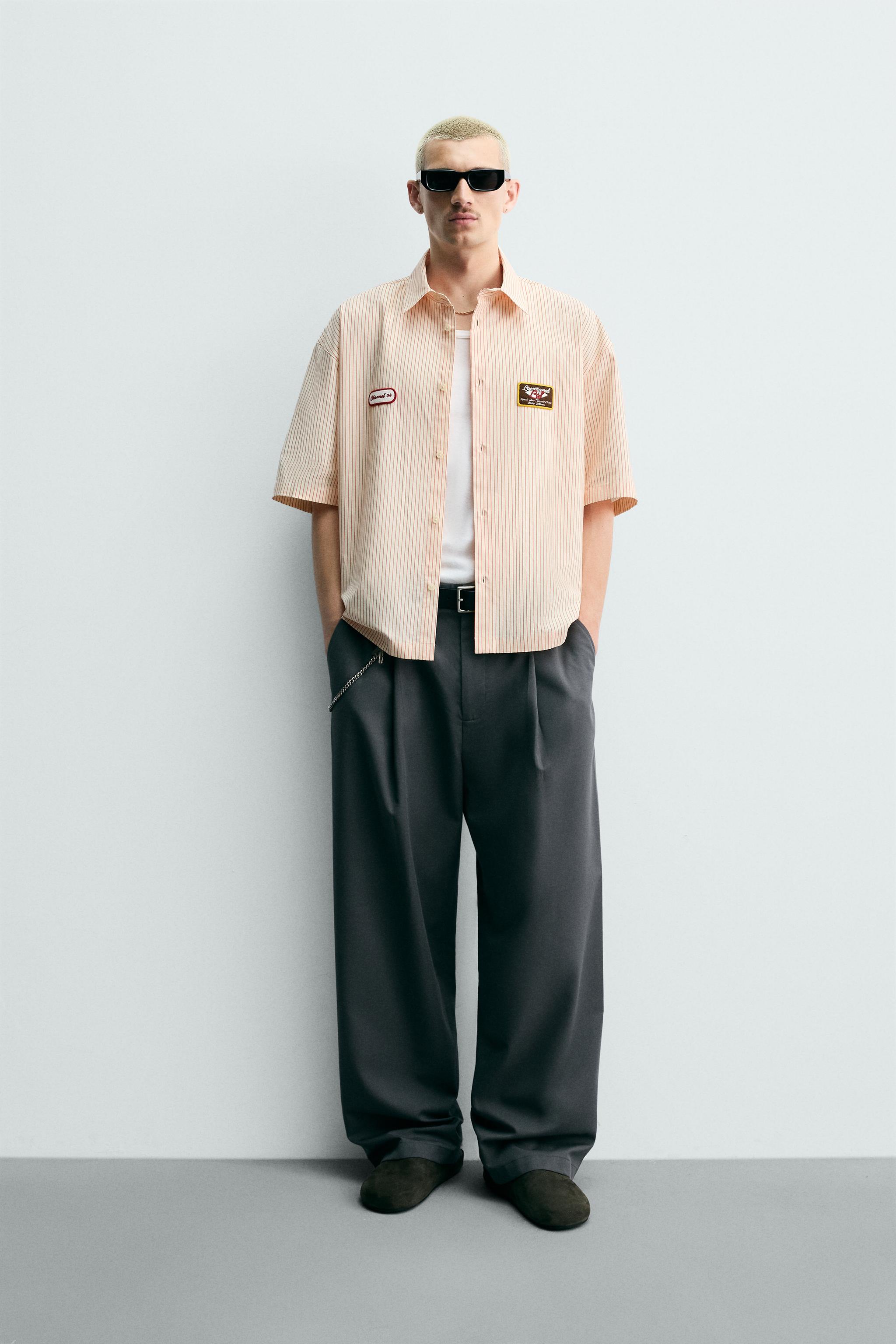 i_m_star ~ホワイトMサイズ ボクシーフィットストライプシャツ - オレンジホワイト | ZARA Japan