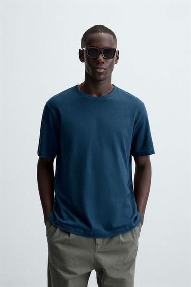 T-SHIRT MEDIUM WEIGHT BÁSICA - Azul da Zara