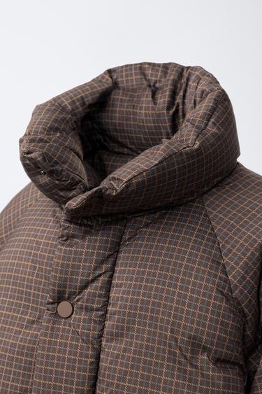 CHECK PUFFER JACKET - Brown by Zara - Image 4
