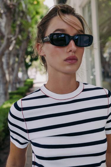 SHORT SLEEVE KNIT JUMPER - striped by Zara