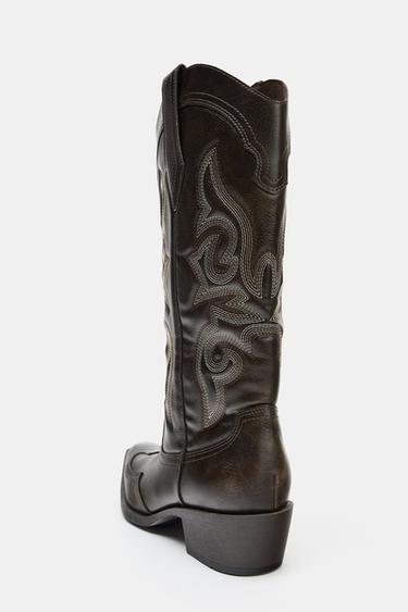 BOTTES COW-BOY - Marron de Zara - Image 4
