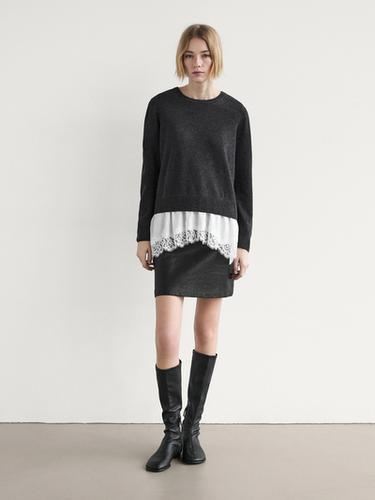 Pull en maille avec dentelle dans le bas - Cobalt de Zara - Image 0