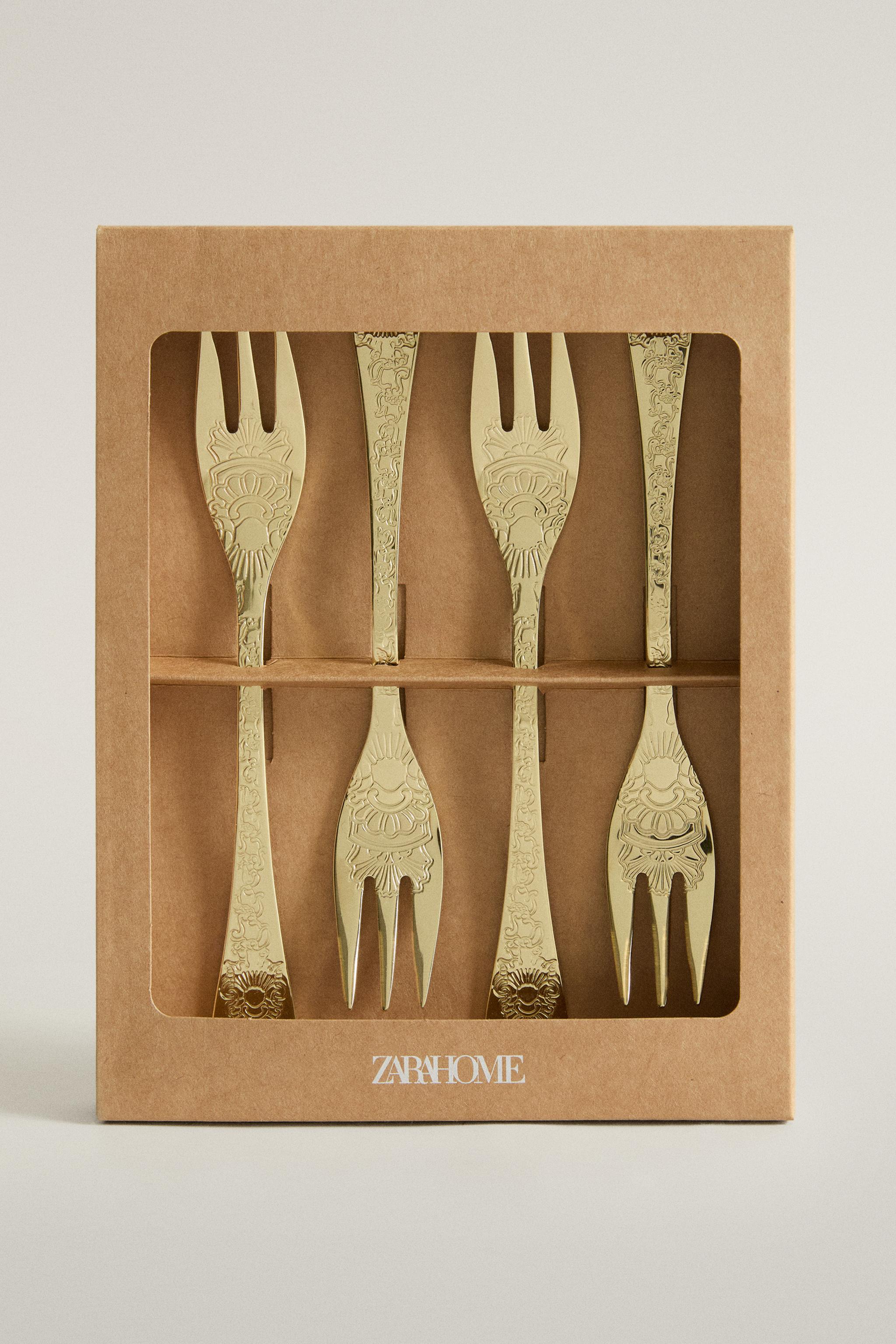 PACK OF ENGRAVED STEEL BRUNCH FORKS (PACK OF 4)