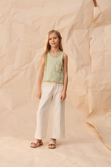 TOP PUNTO BORDADOS CONTRASTE LIMITED EDITION - Verde auga de Zara - Imaxe 0