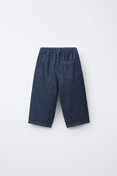 LOOSE TWILL TIE-WAIST PANTS — Striped 2