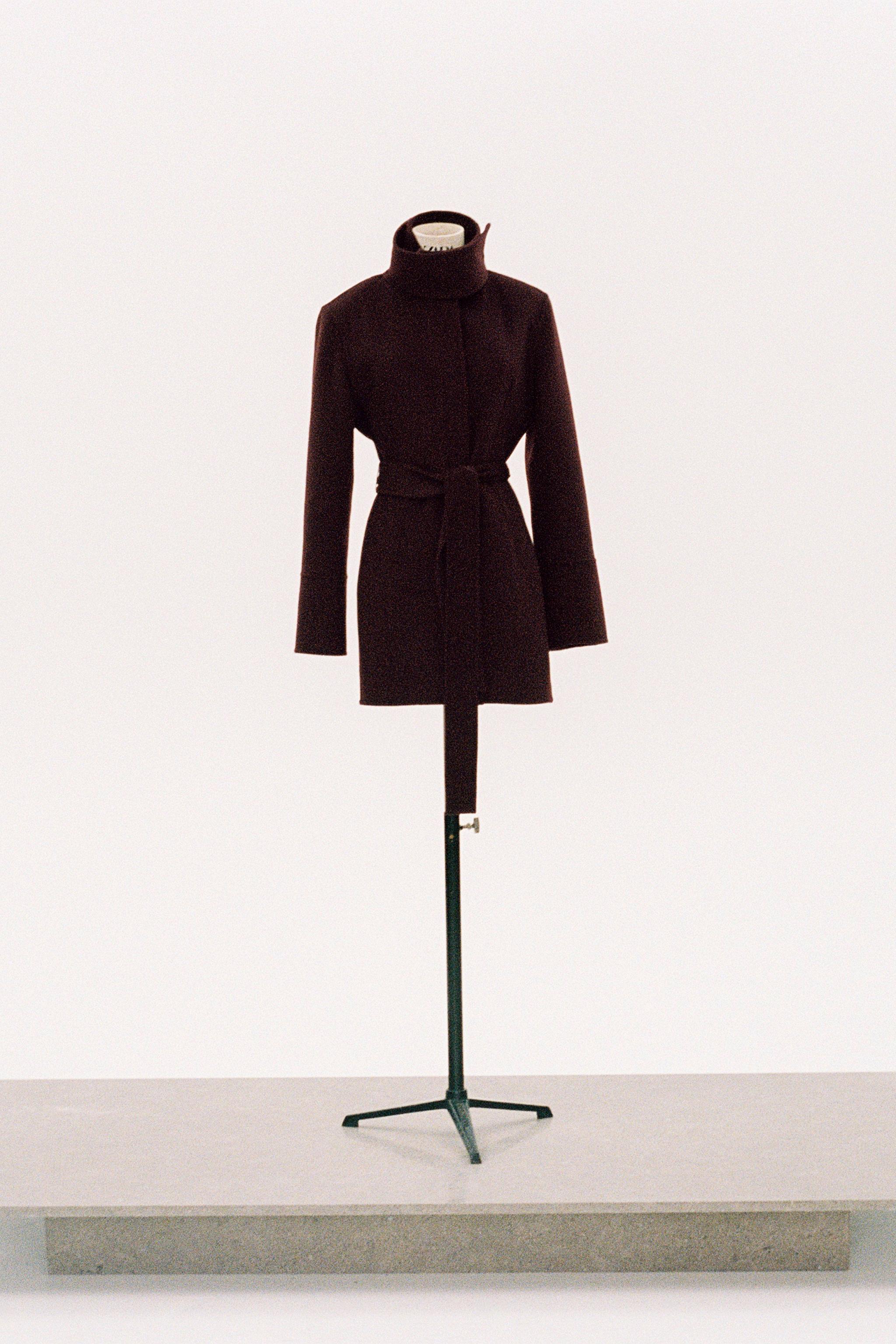 BELTED WOOL BLEND COAT ZW COLLECTION - Burgundy | ZARA