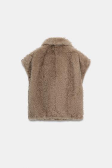 ZW COLLECTION LIMITED EDITION FAUX FUR WAISTCOAT - Beige by Zara - Image 6
