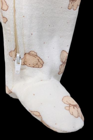 VELVET DOG PRINT SLEEPSUIT - camel by Zara