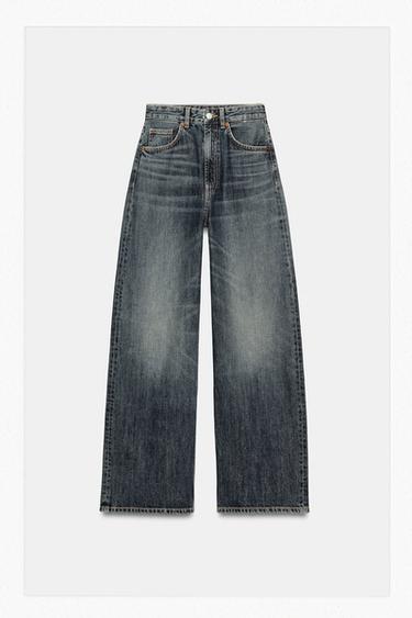 Zara TRF EXTRA WIDE LEG HIGH-WAIST JEANS - Blue