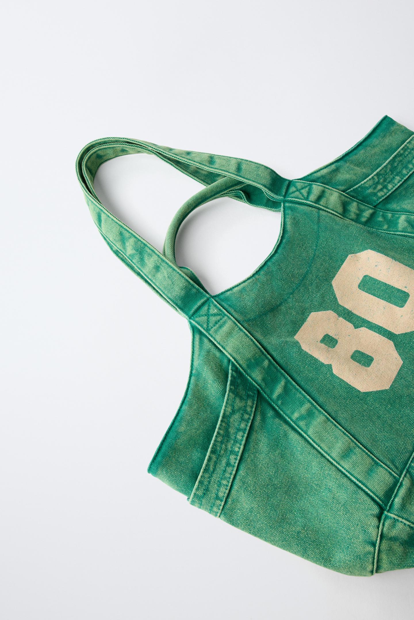 Сумка Zara Printed Shopper, цвет: Зелёный — фото 3