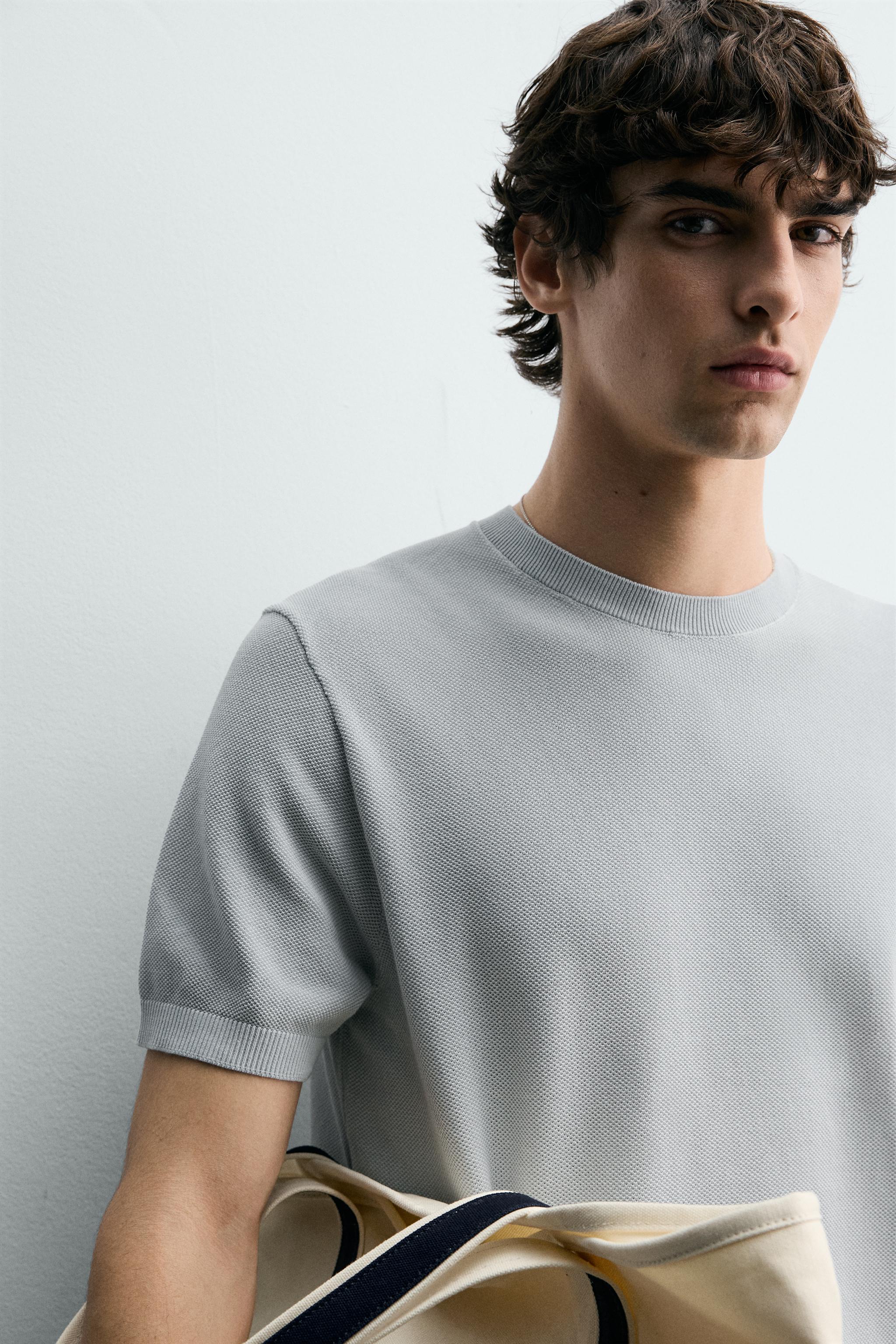 Мужские футболки Zara RELAXED FIT KNIT T-SHIRT — фото 5