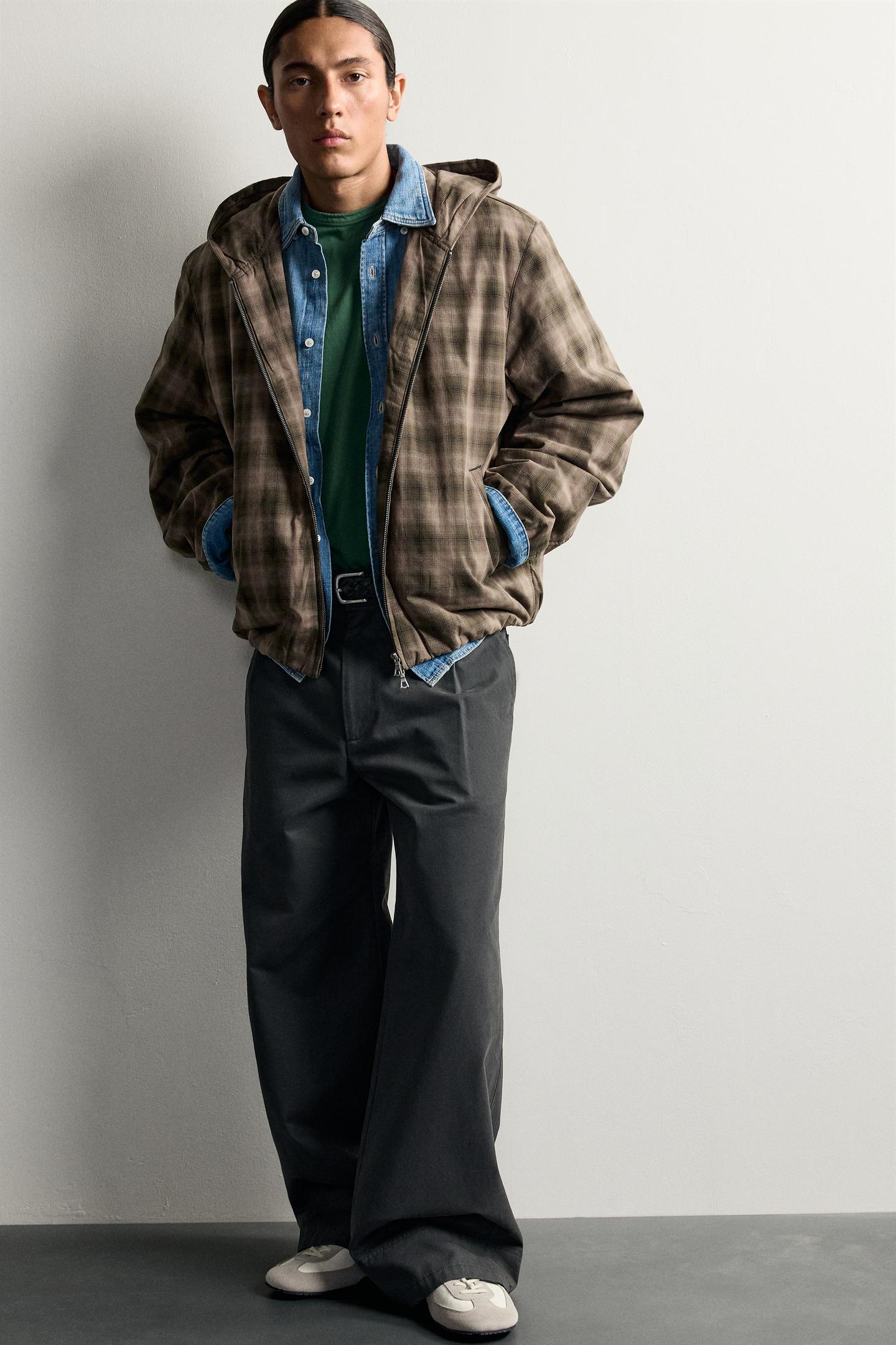 Мужская куртка Zara Quilted Check, цвет: Коричневый — фото 6