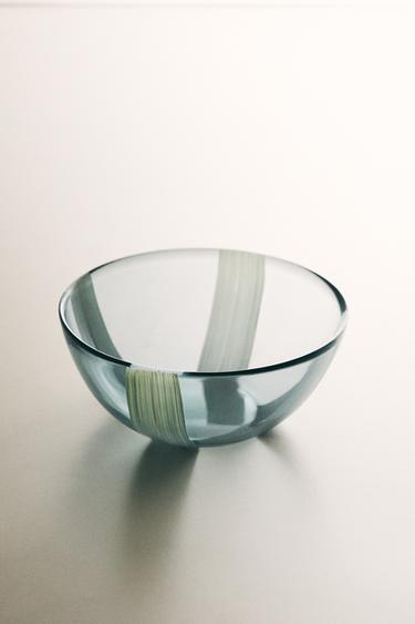 STRIPED GLASS BOWL - Blue by Zara