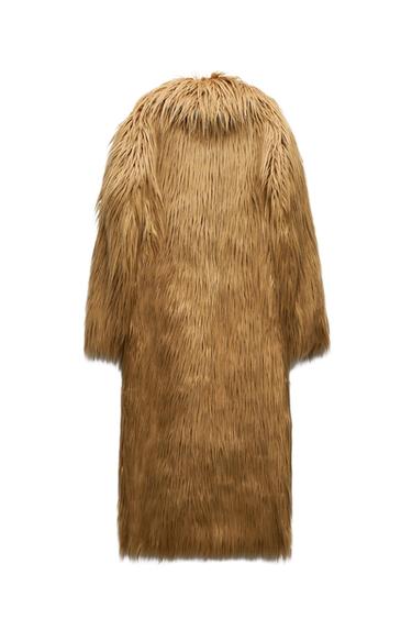 LANGER MANTEL MIT FELL-EFFEKT – LIMITED EDITION - Beige von Zara