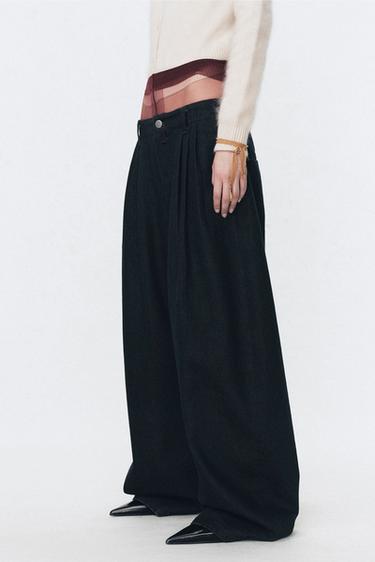 TEXANS PINCES WIDE LEG SOSHIOTSUKI X ZARA - Blau de Zara