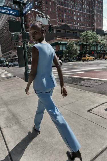 FLARE TROUSERS WITH SIDE VENTS - Blue by Zara - Image 4