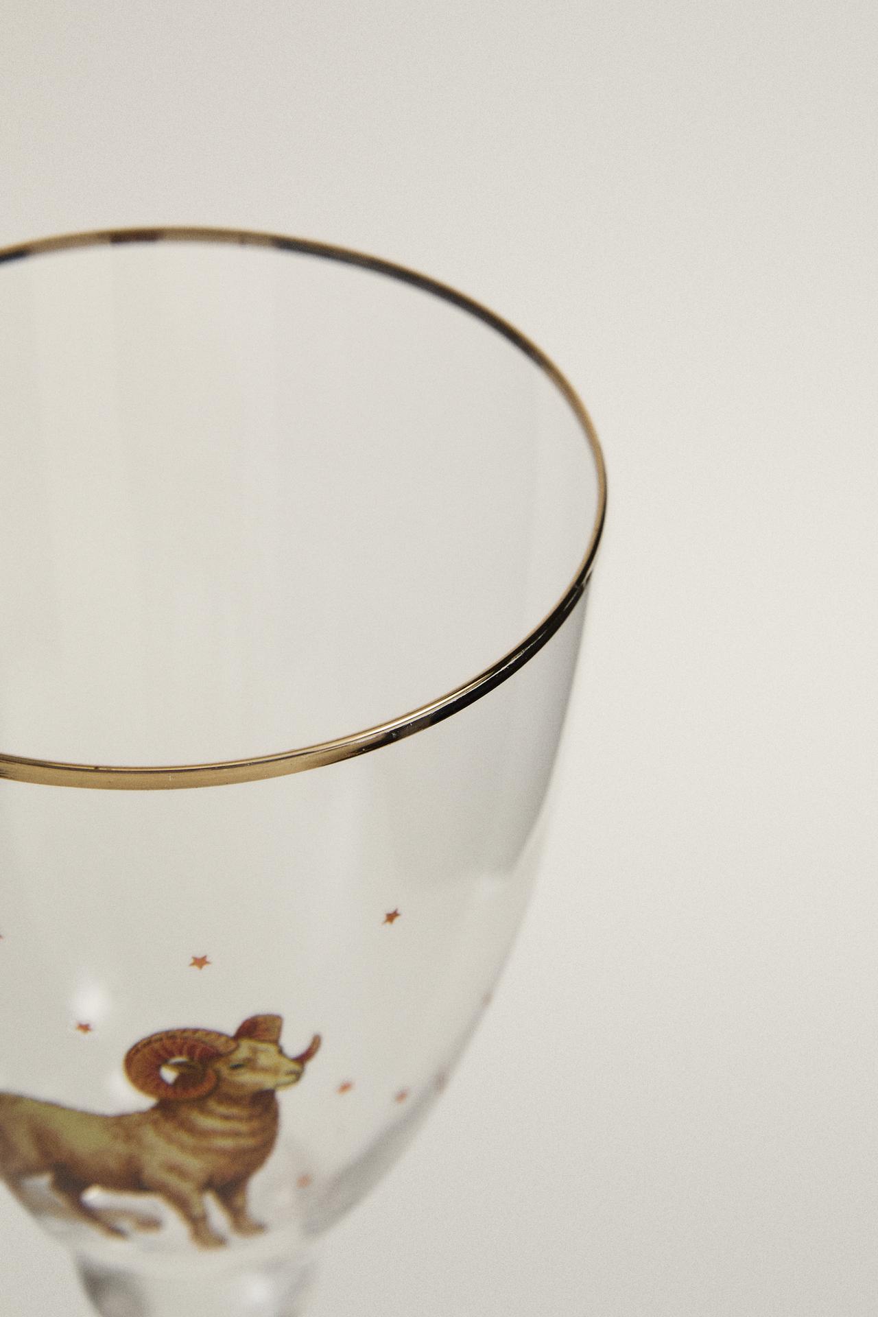 ARIES ZODIAC WINE GLASS | MARISA BERENSON — Transparent