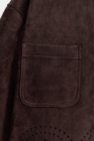 VESTE EFFET DAIM AVEC BAS POINTELLE - Marron de Zara - Image 9