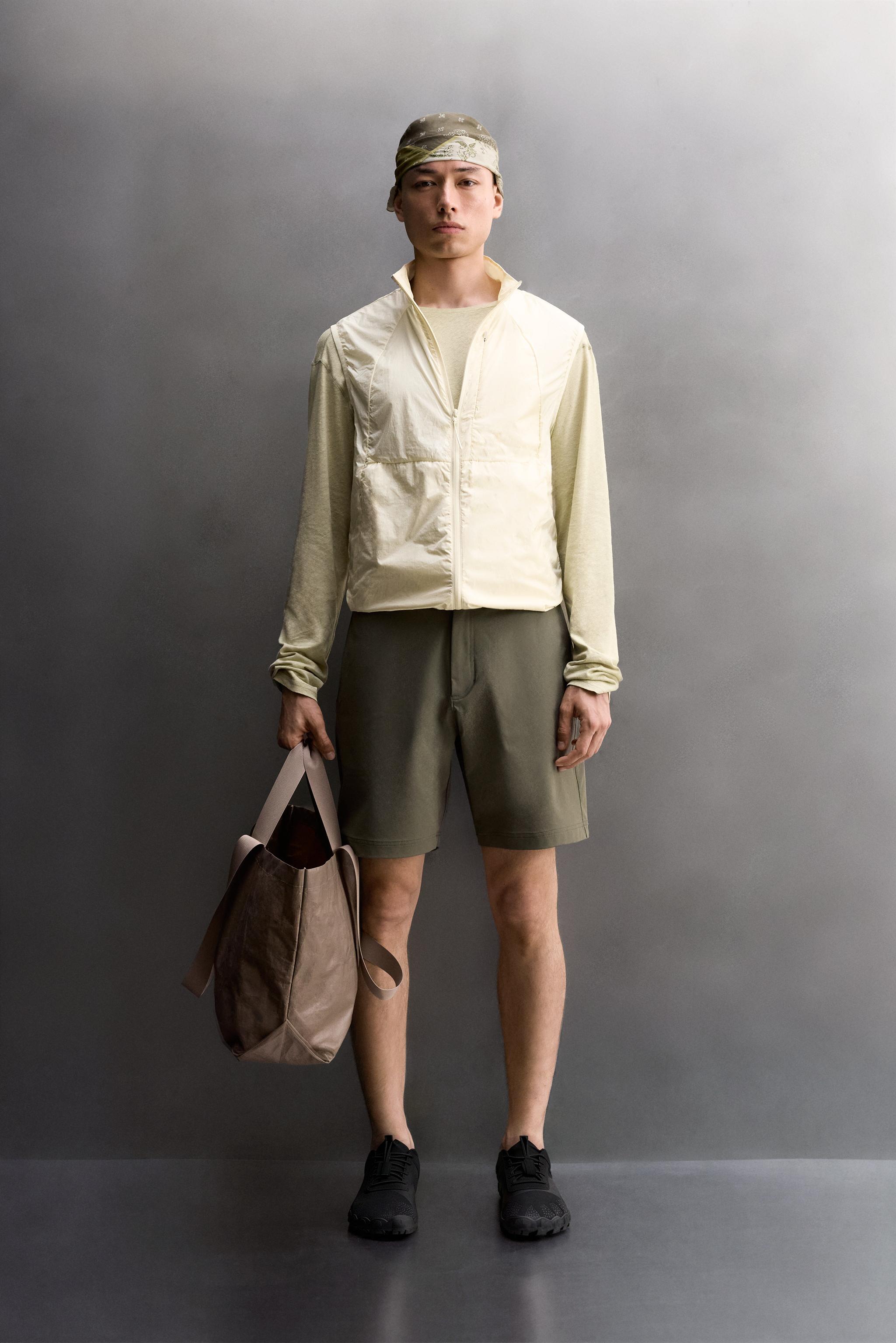 ★新品 ZARA ダメージグラデーションベスト レインボーカラー L ライトウェイト テクニカルベスト - アイボリー | ZARA Japan / 日本