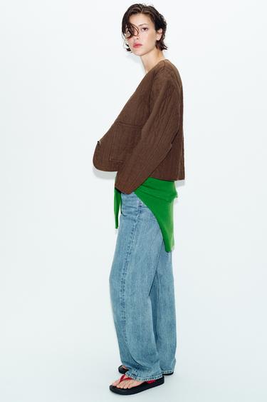 VESTE REMBOURRÉE RUSTIQUE AVEC LIN - Marron de Zara - Image 2