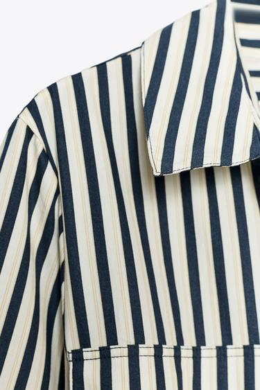 STRIPED SHIRT DRESS ZW COLLECTION - Ecru / Blue by Zara - Image 8