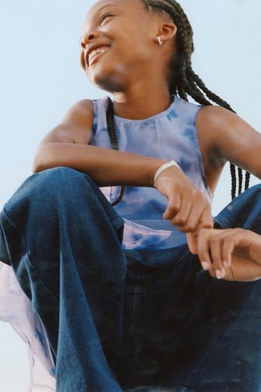 BESTIDO ORGANZA FLORES - Azulado de Zara